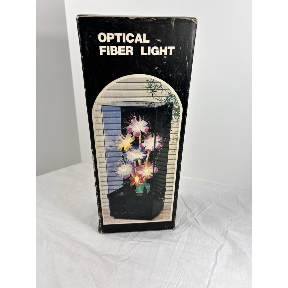 Vintage Retro Fiber Optic Color Changing Flower Bouquet Lamp Light 10x4x3" Read